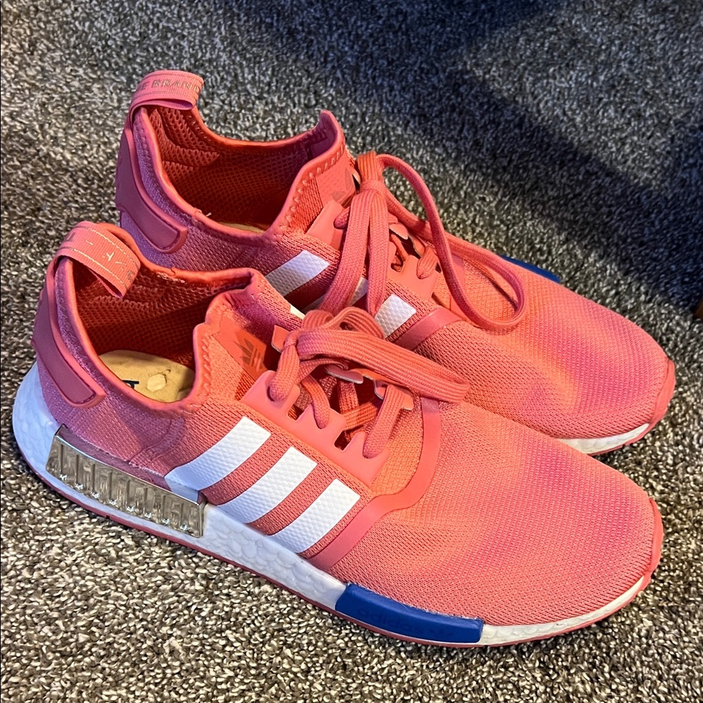 Adidas Coral Sneakers with White and Blue Accents